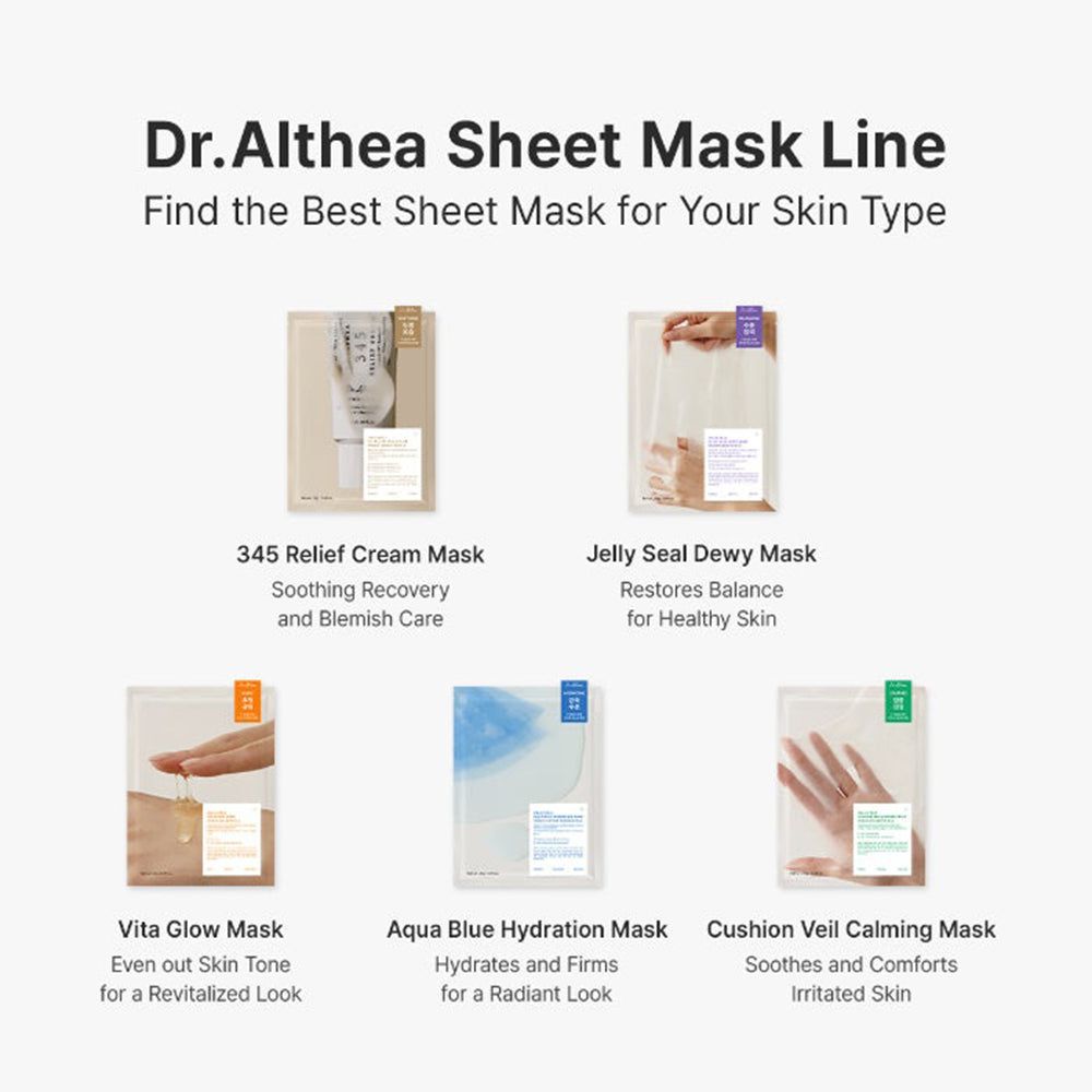 Dr. Althea 345 Relief Cream Mask verpakking voor kalmerend herstel en vlekkenverzorging.