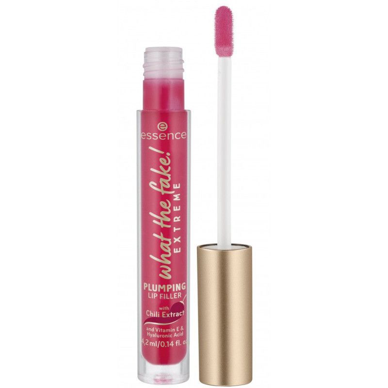 Essence What The Fake! Extreme Plumping Lip Filler met gouden applicator en rode belettering.