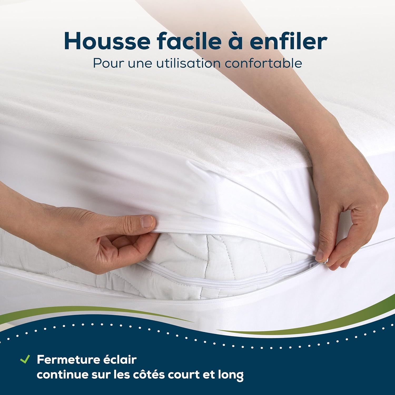 Sensalou Housse de matelas imperméable avec fermeture