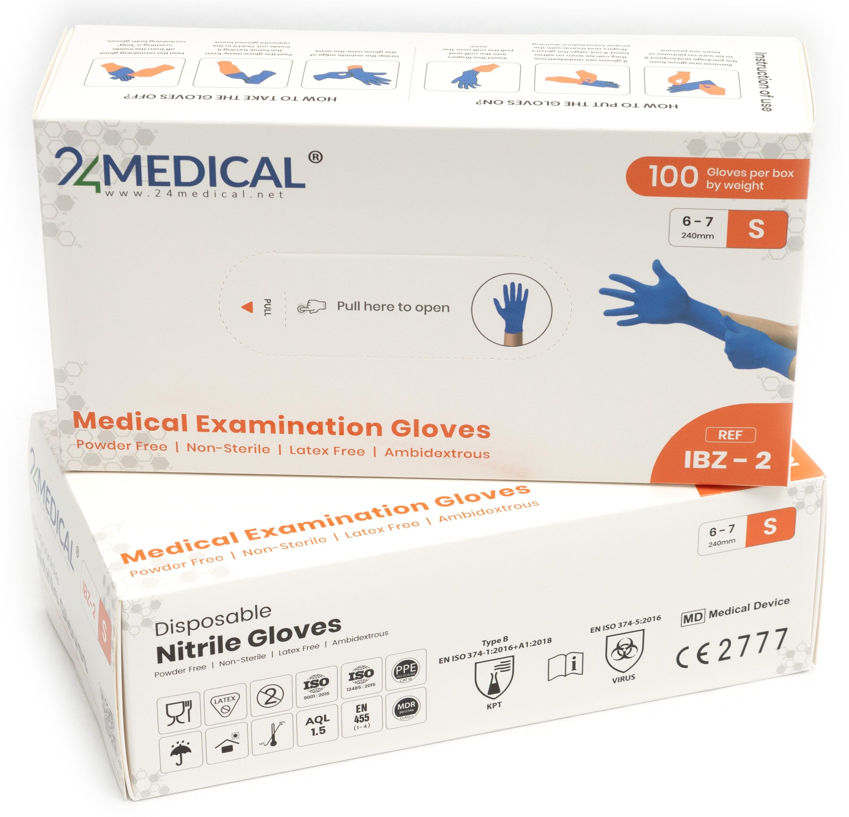 24medical IBZ-2 Nitril handschoenen, poedervrij - Grootte S