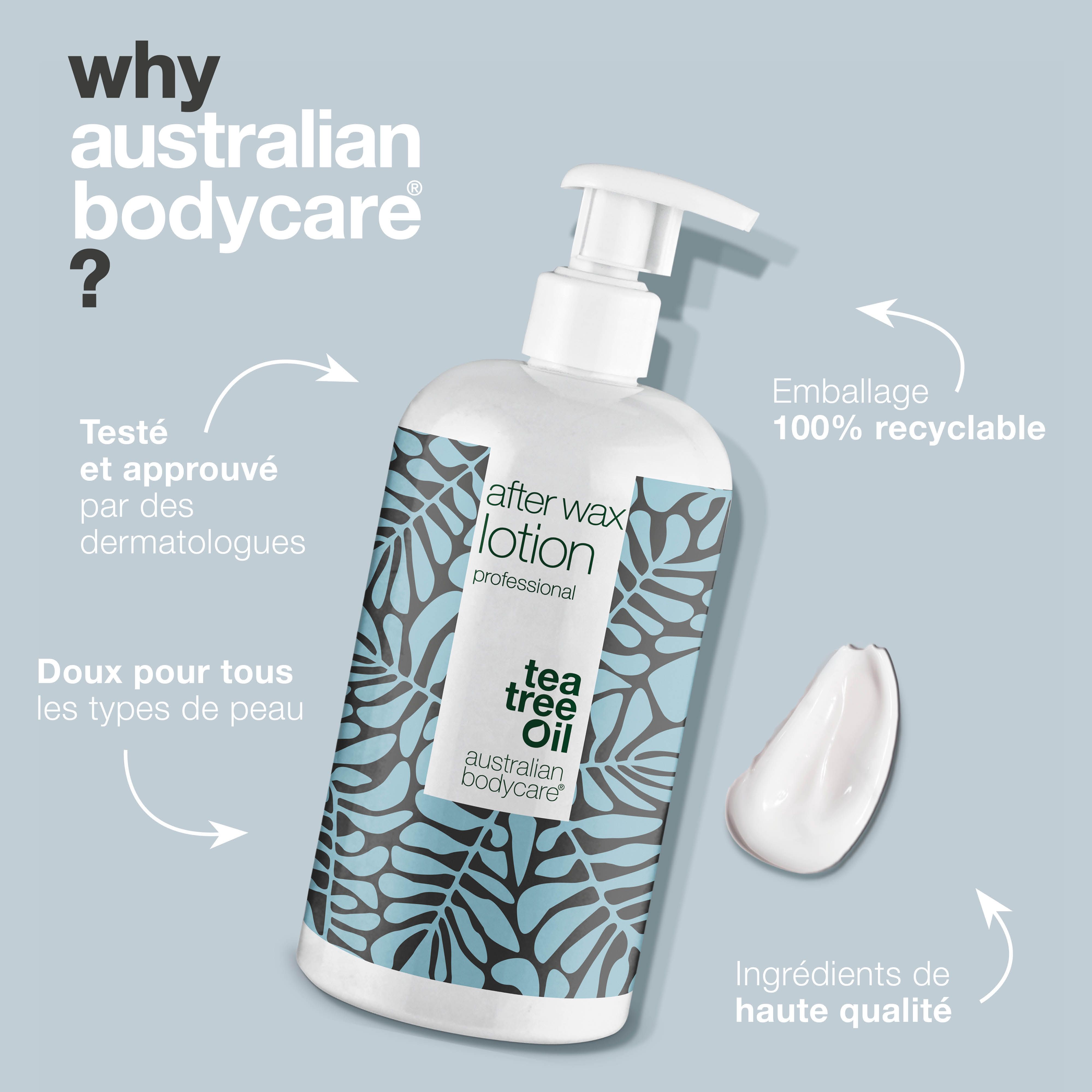 Flacon et crème. Texte : Testé, emballage 100% recyclable, ingrédients de haute qualité.