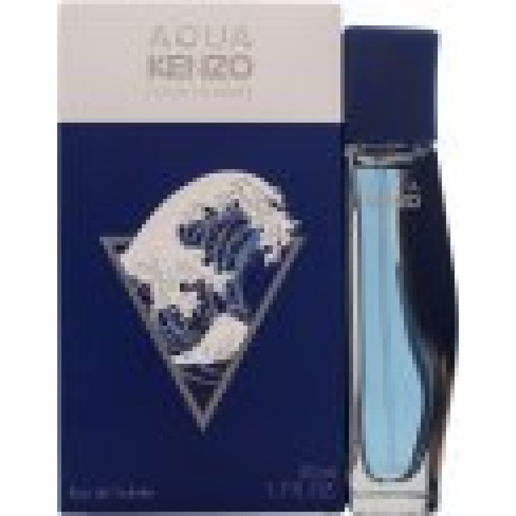 Flacon et boîte Kenzo Aqua Pour Homme Eau de Toilette avec motif de vague.