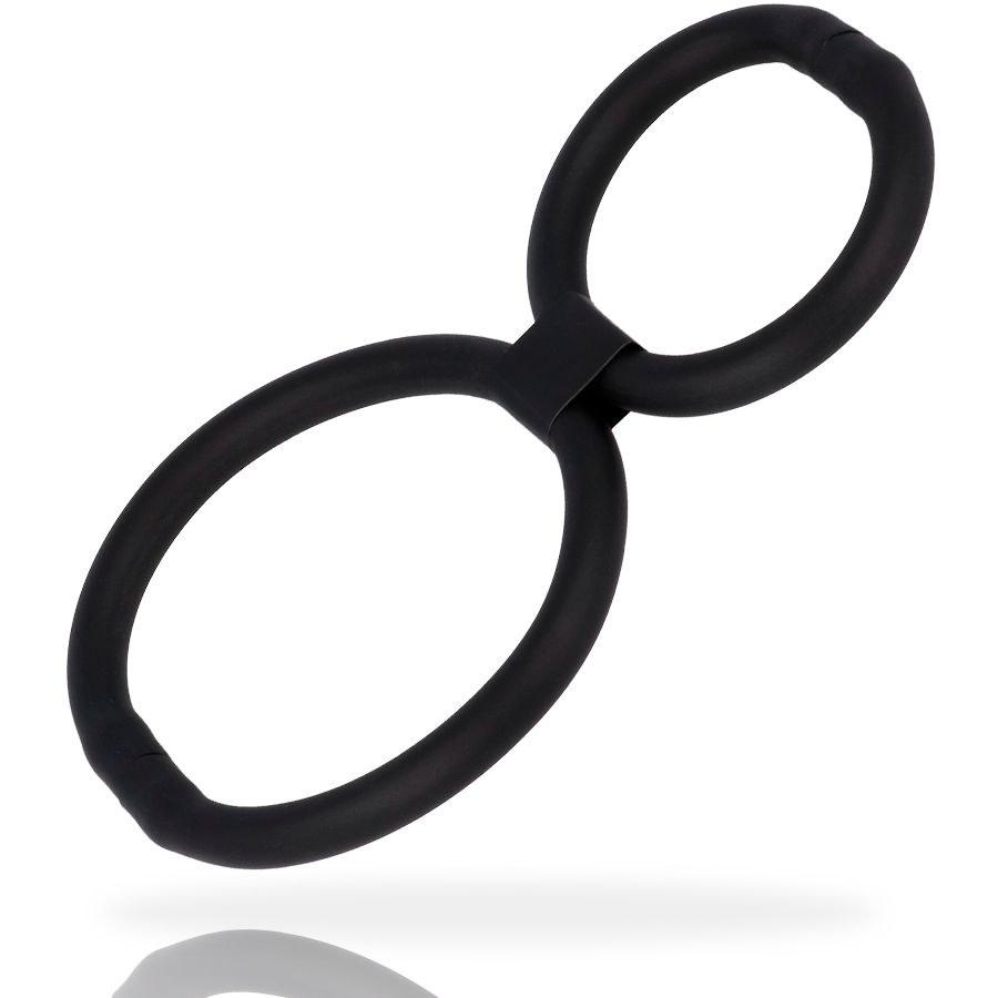 Zwart dubbelring apparaat van flexibel materiaal.