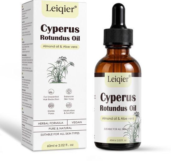 Leiqier Cyperus Rotundus Olie - Verzorgende Olie na Ontharing - Met Aloe Vera & Sweet Almond Oil
