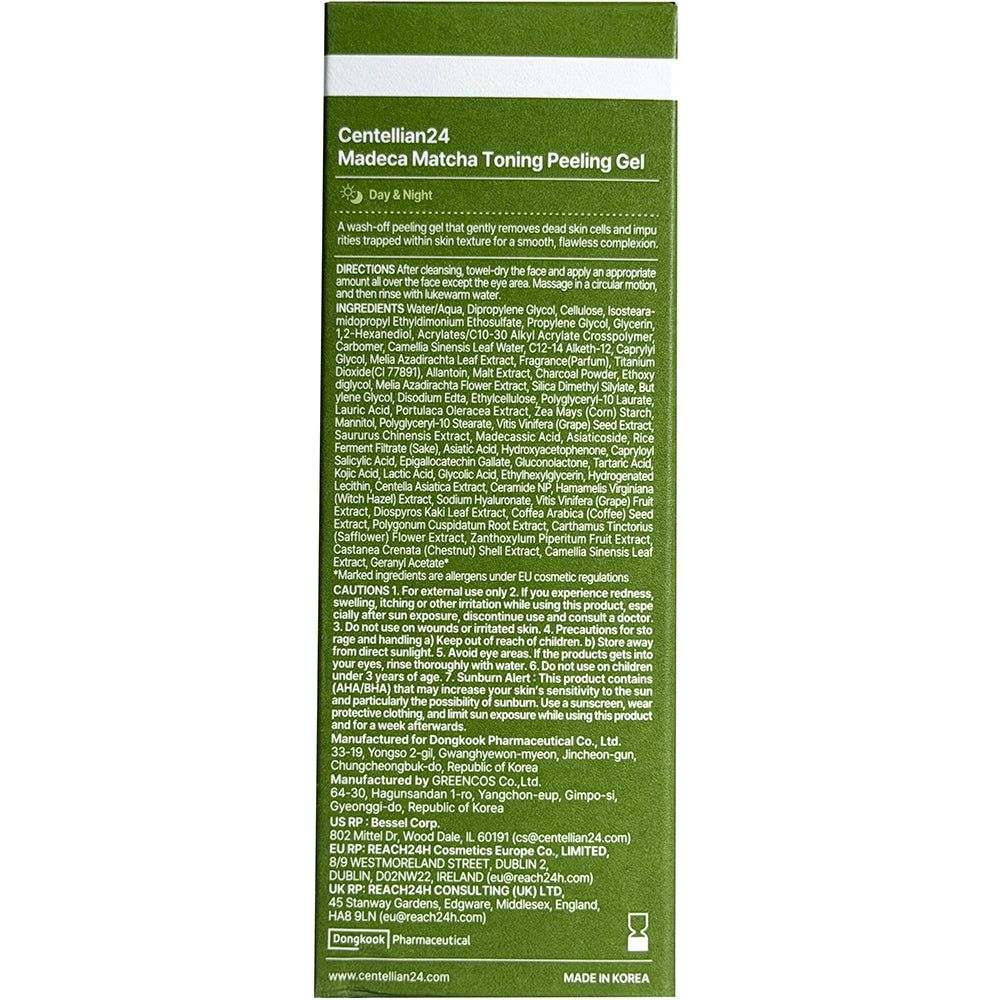 Centellian24 Madeca Matcha Toning Peeling Gel – peelinggel met groene thee en actieve kool