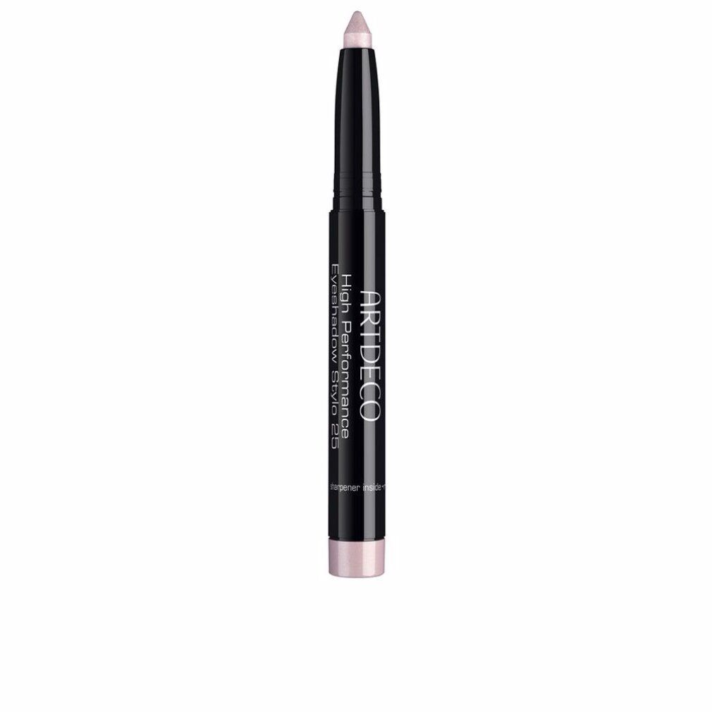 Artdeco High Performance Eyeshadow Stylo. Zwarte pen met roze oogschaduw. Productnaam en merk zichtbaar.