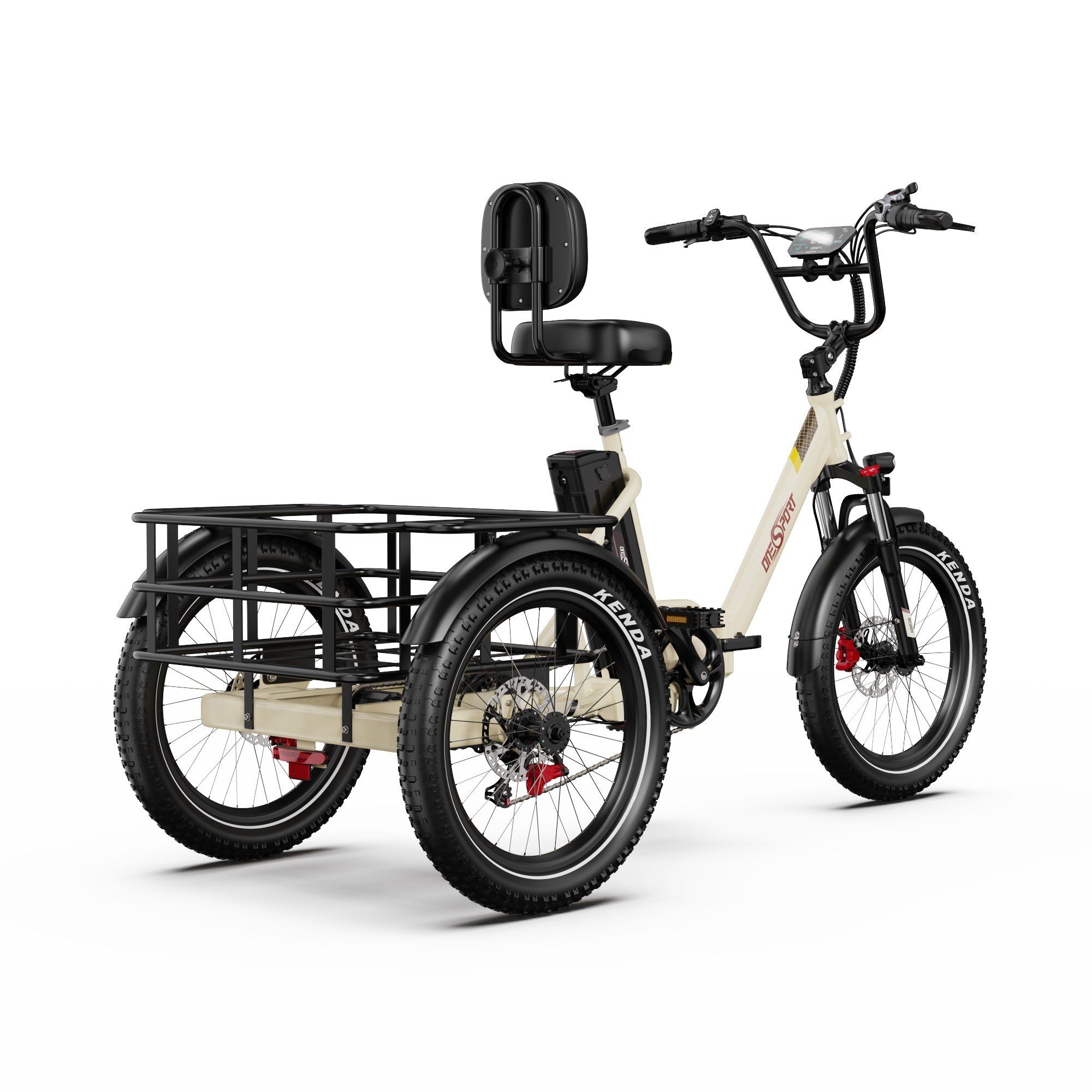 ONESPORT OT30 PRO Vélo cargo électrique à trois roues- Moteur 500 W, batterie 48 V 18 Ah