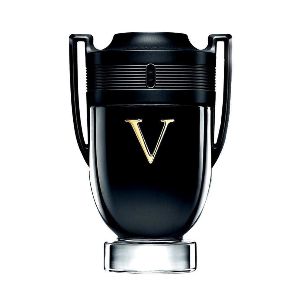 Zwarte flacon met gouden "V".