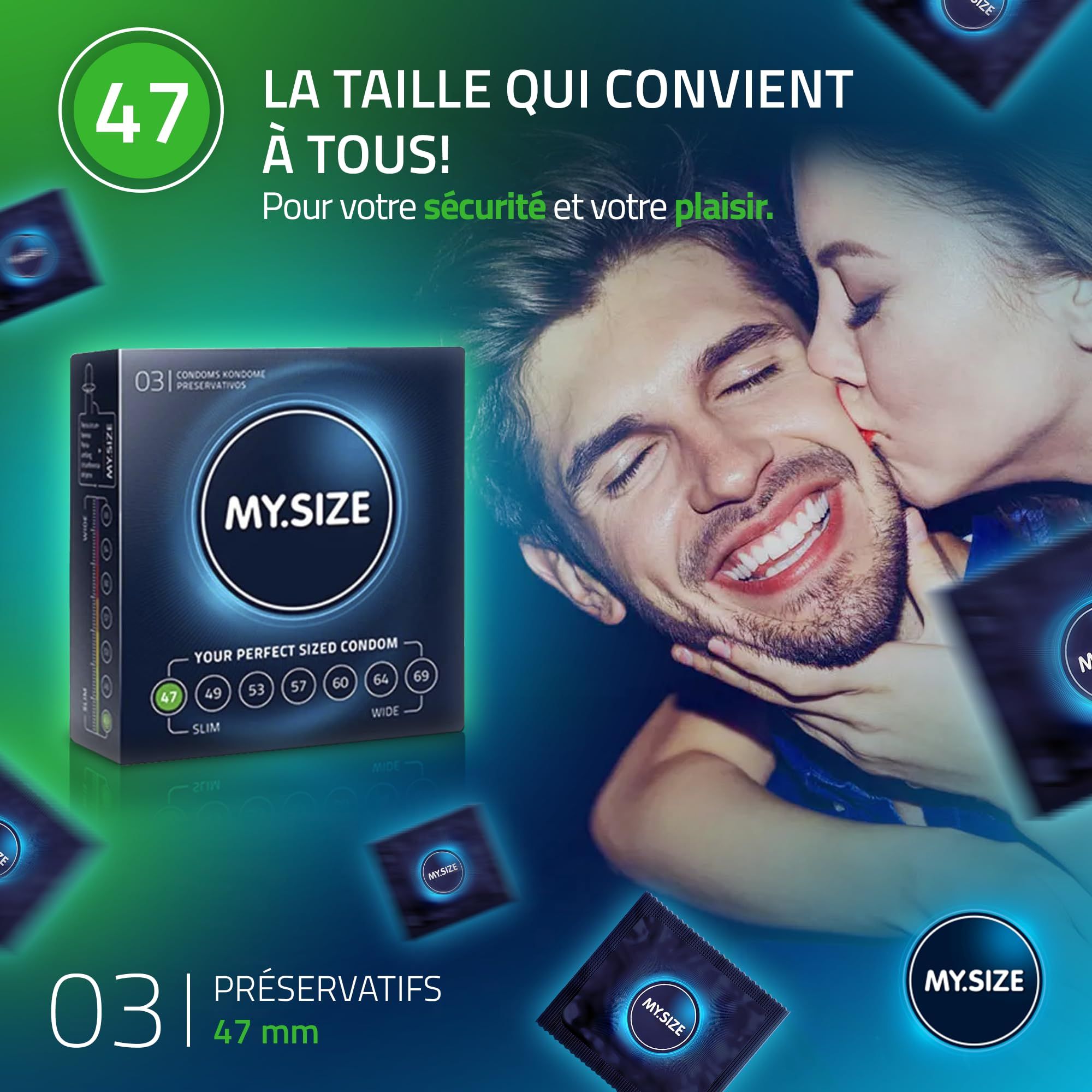 Préservatif MY.SIZE 47 : Trouvez votre taille avec l'application. Tailles 47-69.