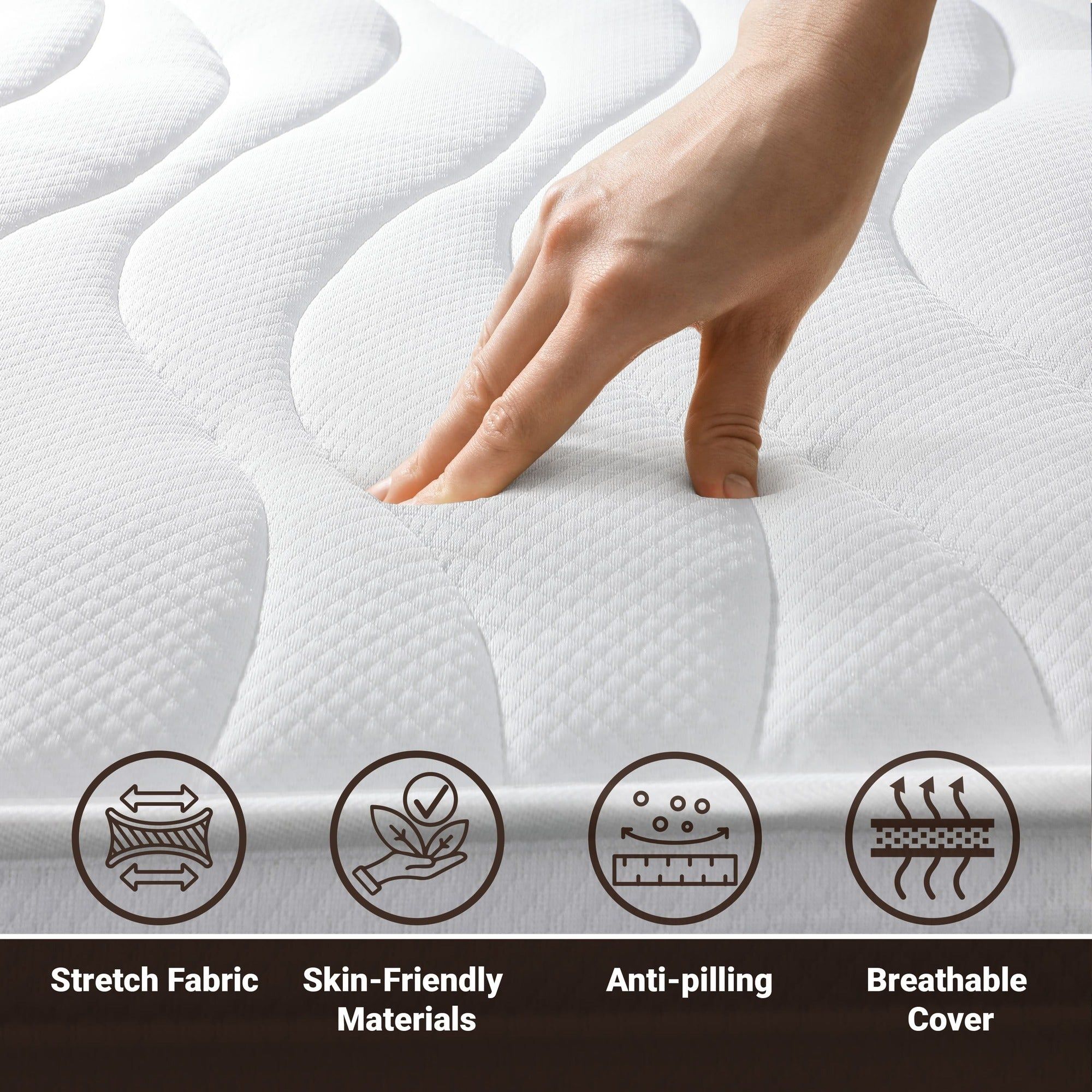 The White Stone Matras 90x190 cm Antibacterieel Schuim | Hoogte 25 cm | 3D Air Hypoallergeen Hoes