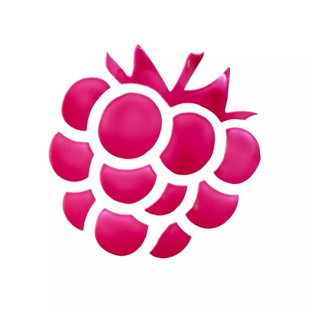 Roze frambozensymbool. Glanzend oppervlak. Vorm van een framboos.