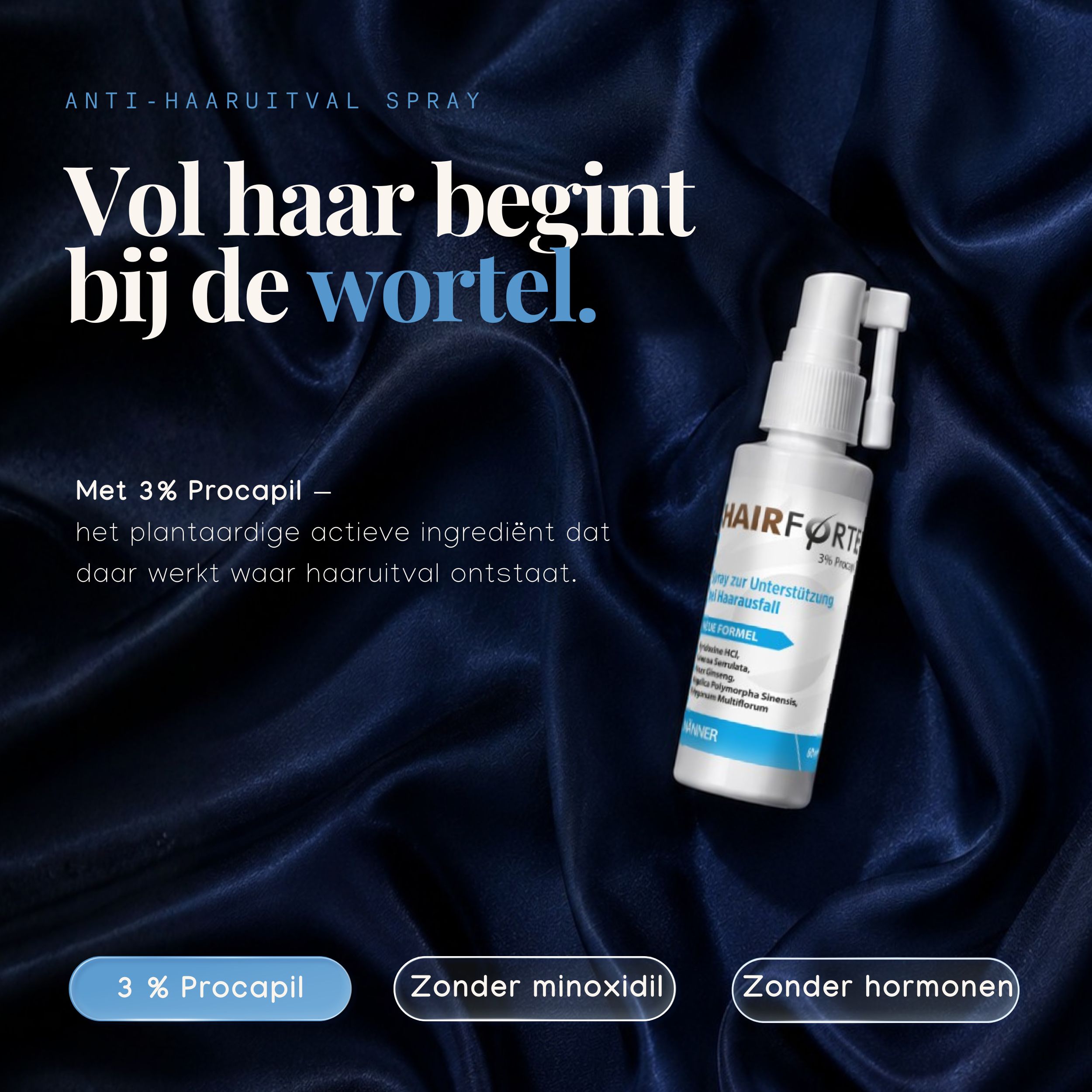 Hairforte Spray 3% Procapil tegen haarverlies, DHT-blokker