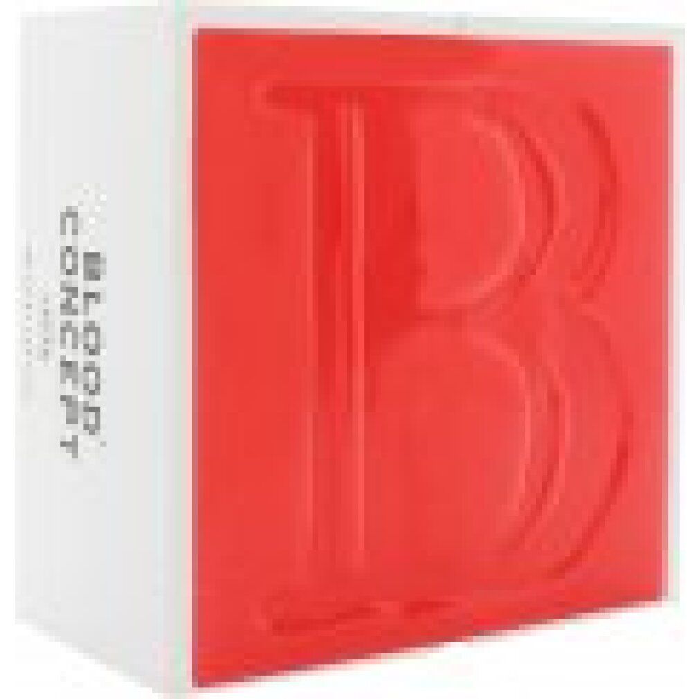 Boîte carrée blanche avec façade rouge. Grand "B" en relief. Côté: "BLOOD CONCEPT" et texte.