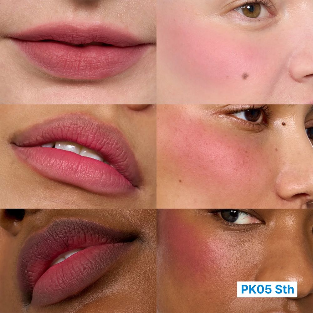 Lèvres et joues sur différentes carnations avec une teinte rosée.