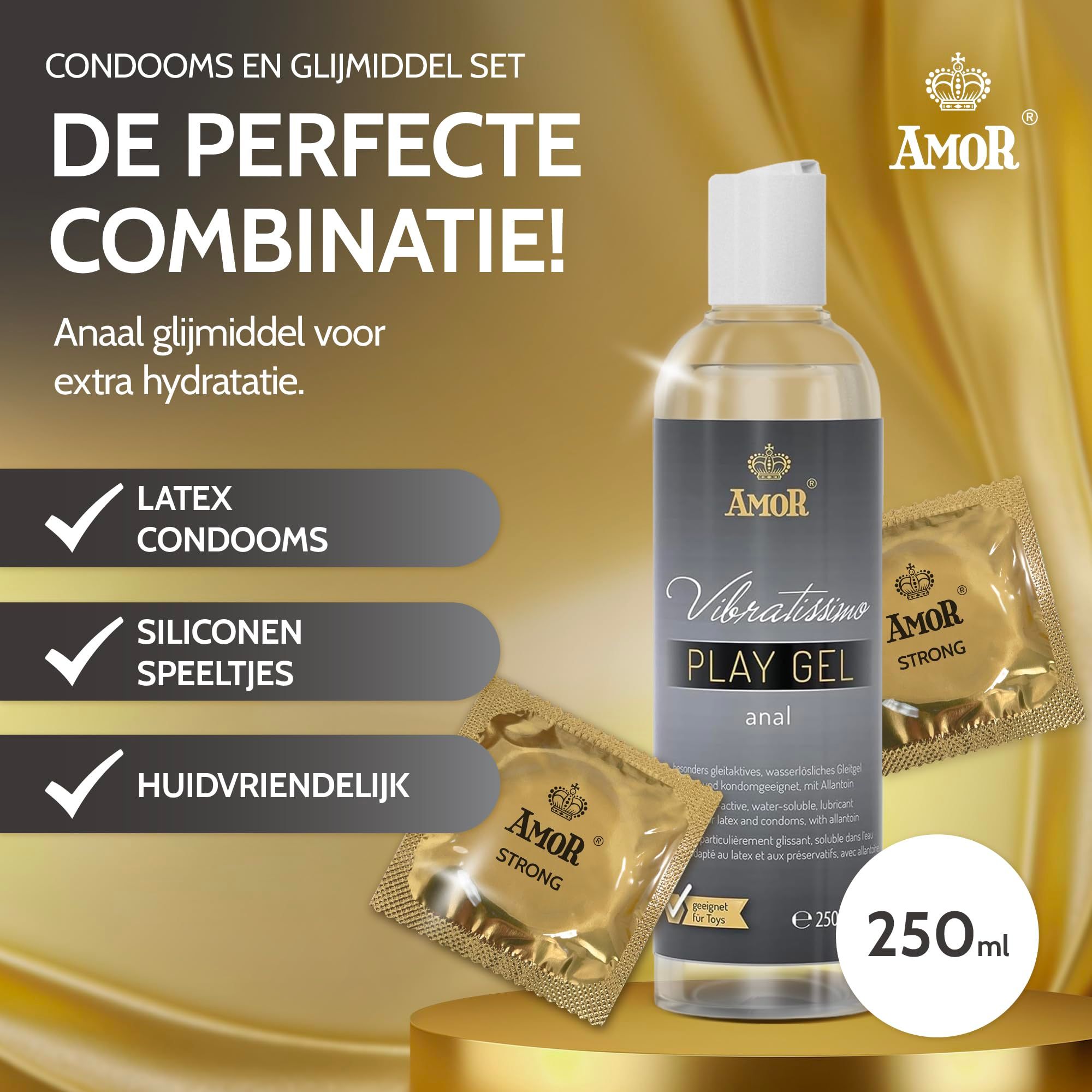 AMOR Strong Condooms + PlayGel Natural Set