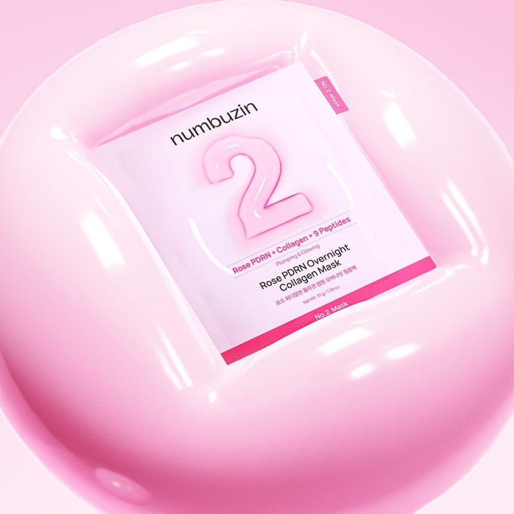 Masque hydratant collagène nuit Nr.2 Rose PDRN de NUMBUZIN dans un bol rose.