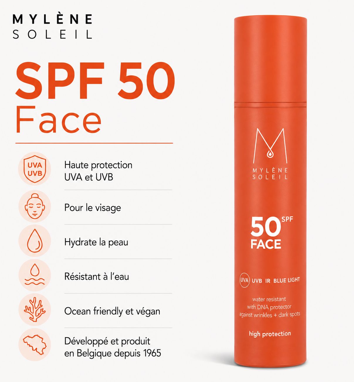 Mylène Soleil SPF 50 Face | Lotion solaire visage SPF 50