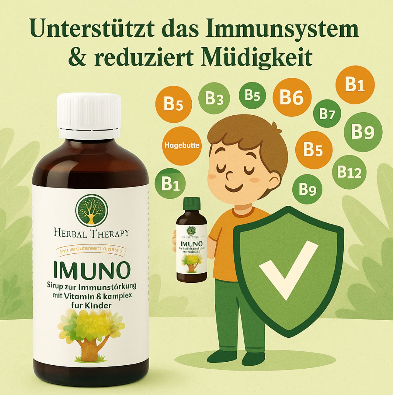 Herbal Therapy Immuunversterkende siroop met vitamine B-complex voor kinderen