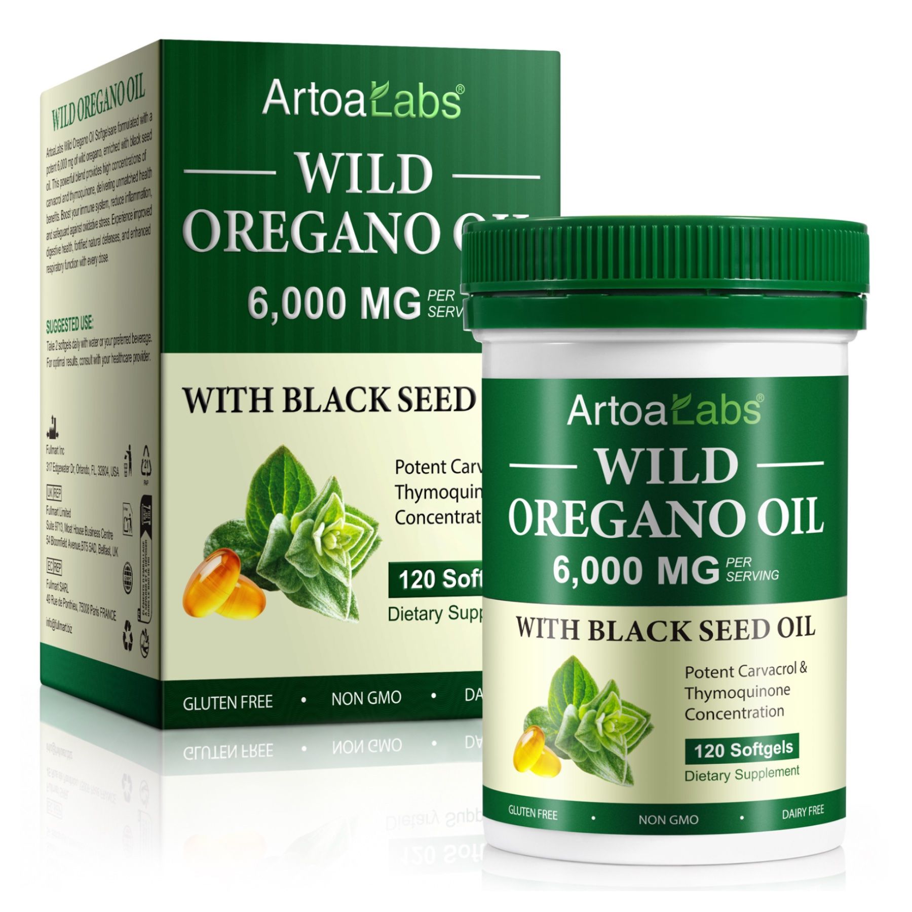 P-beauty Wilde Oregano-olie 6000 mg Zwarte Komijnolie Carvacrol Thymochinon