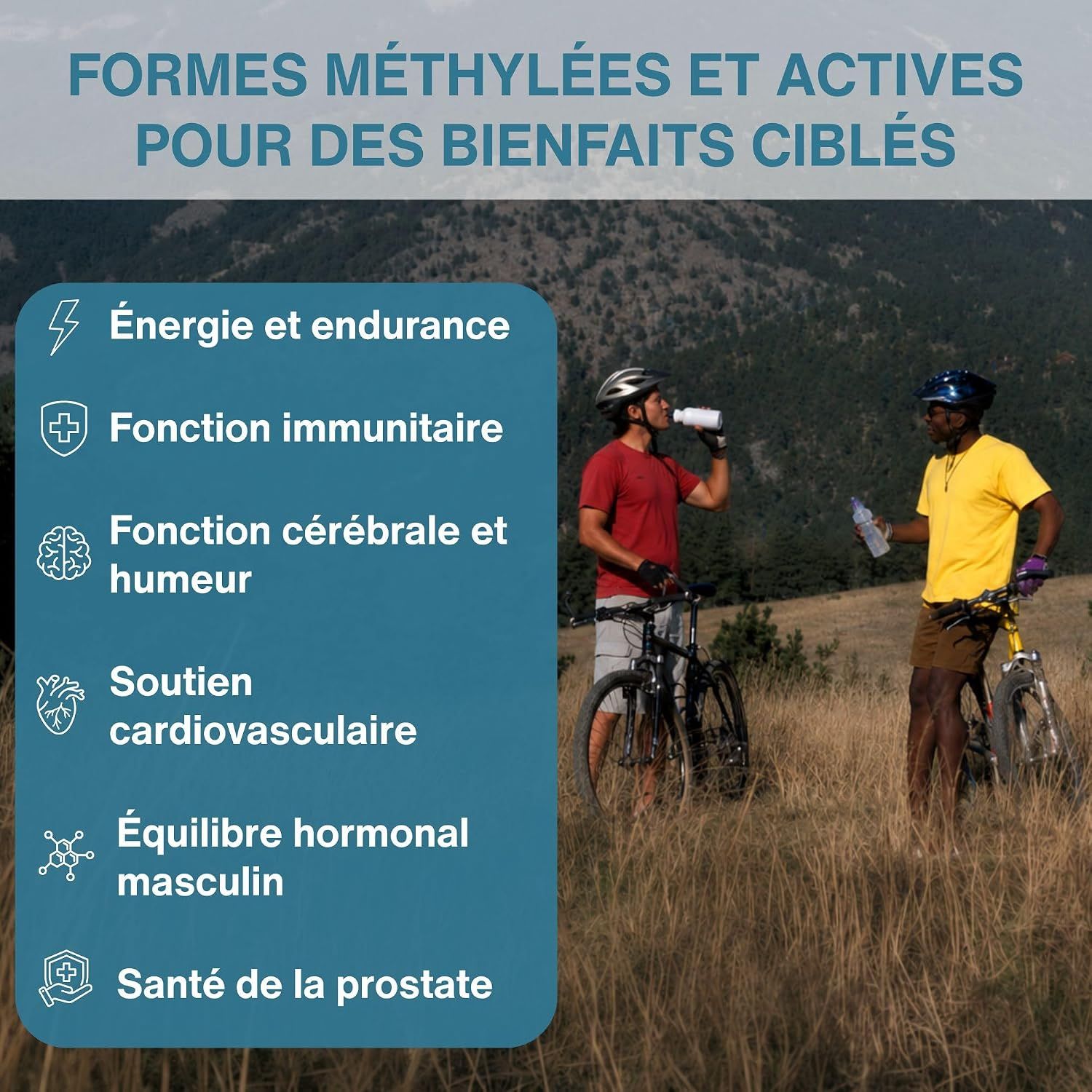 Formes méthylées et actives pour des bienfaits ciblés : énergie, immunité, cerveau, cœur, prostate.