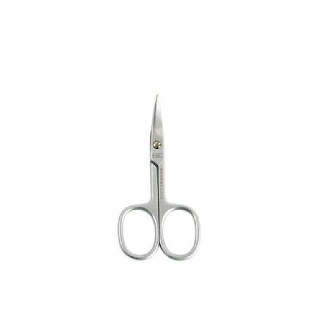 Petite cisaille à ongles courbée en métal avec deux anneaux.
