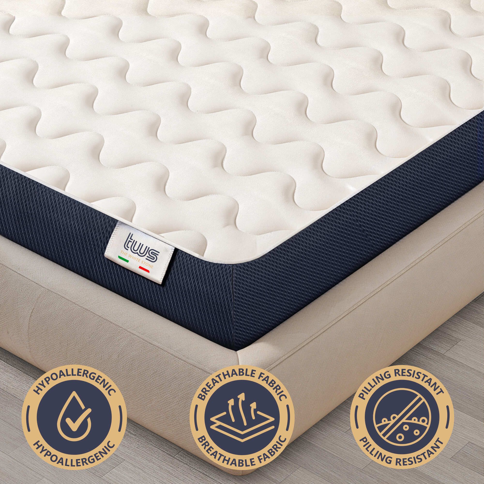 The White Stone Matras 135x190 cm van hypoallergeen Waterfoam, 30 cm