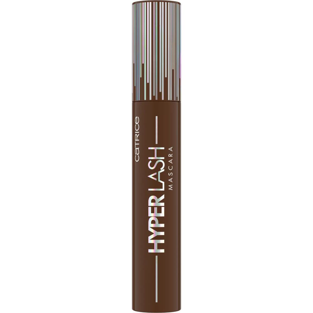 Tube de mascara marron avec bouchon argenté. Inscription: Catrice Hyper Lash Mascara.