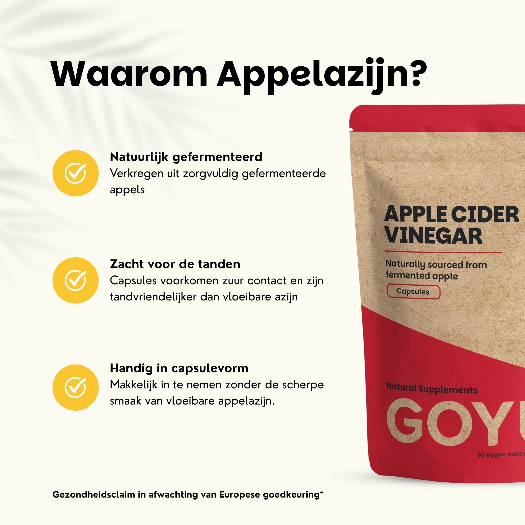 Appelciderazijn capsules: 100% natuurlijk, geen vulstoffen, vegan capsule, extract.
