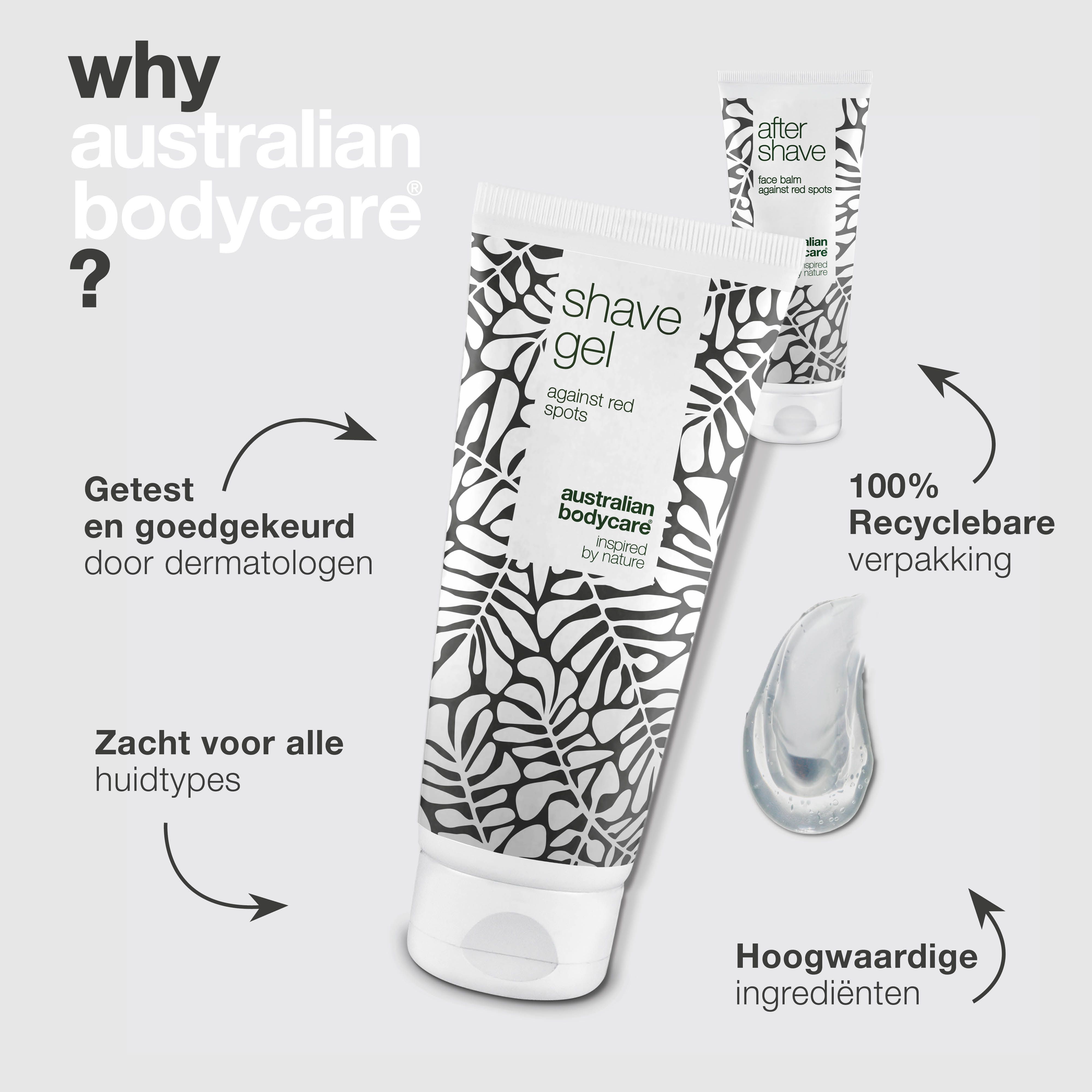 Australian Bodycare: Waarom? Dermatologisch getest. Zacht voor alle huidtypes. Hoogwaardige ingrediënten.