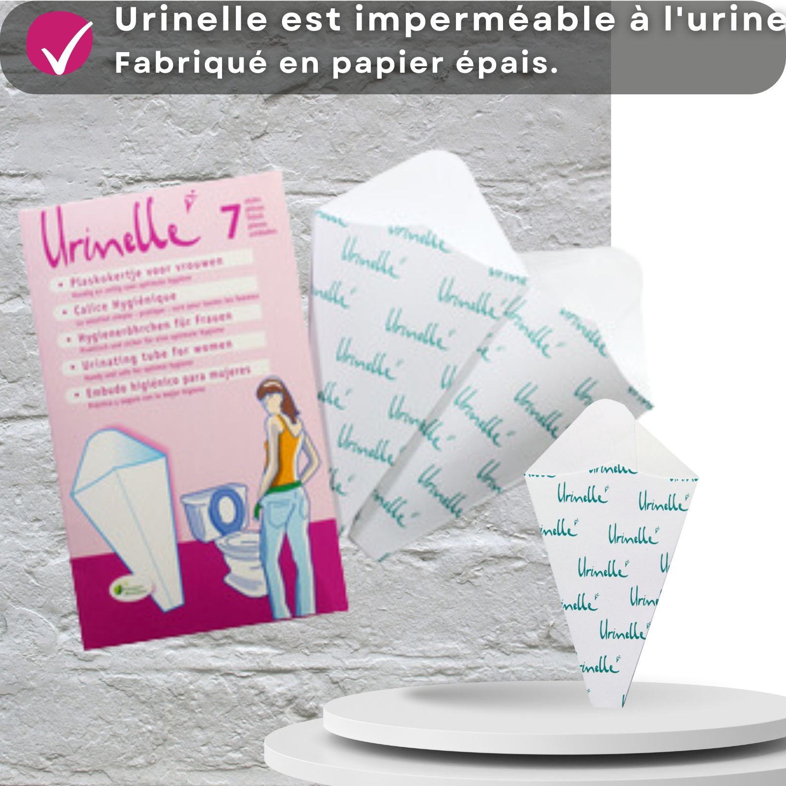 Urinelle. 7 pièces. Emballage avec produit. Urinoirs Urinelle.