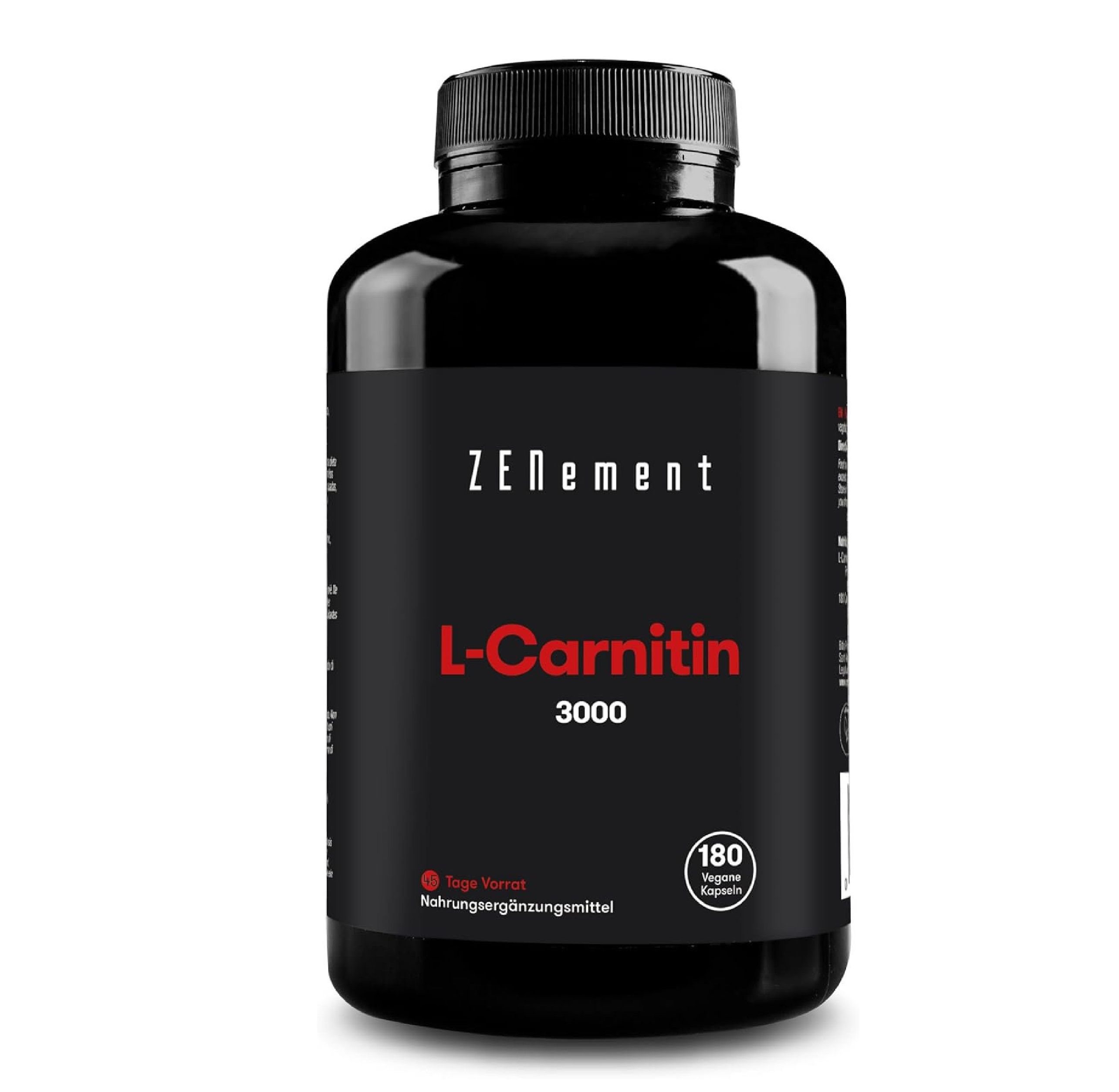 Zwarte pot met Zenement L-Carnitine 3000 capsules, 180 stuks.