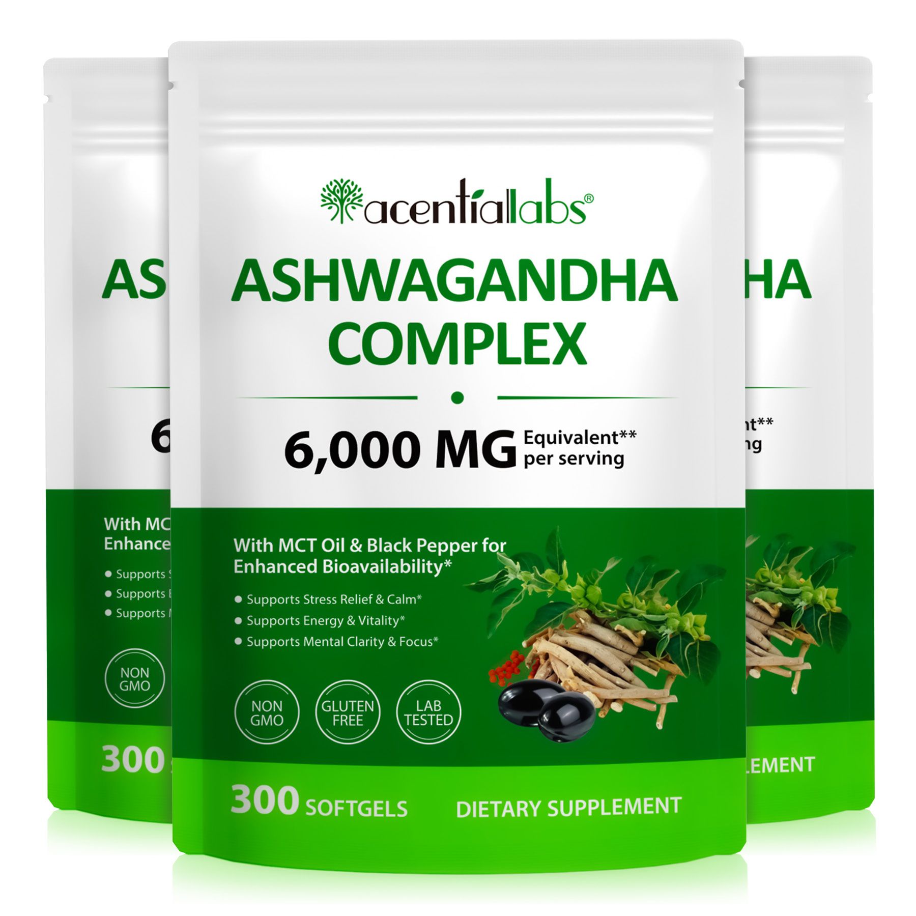 ALIVER Complexe d'extrait d'Ashwagandha Capsules molles à haute dose
