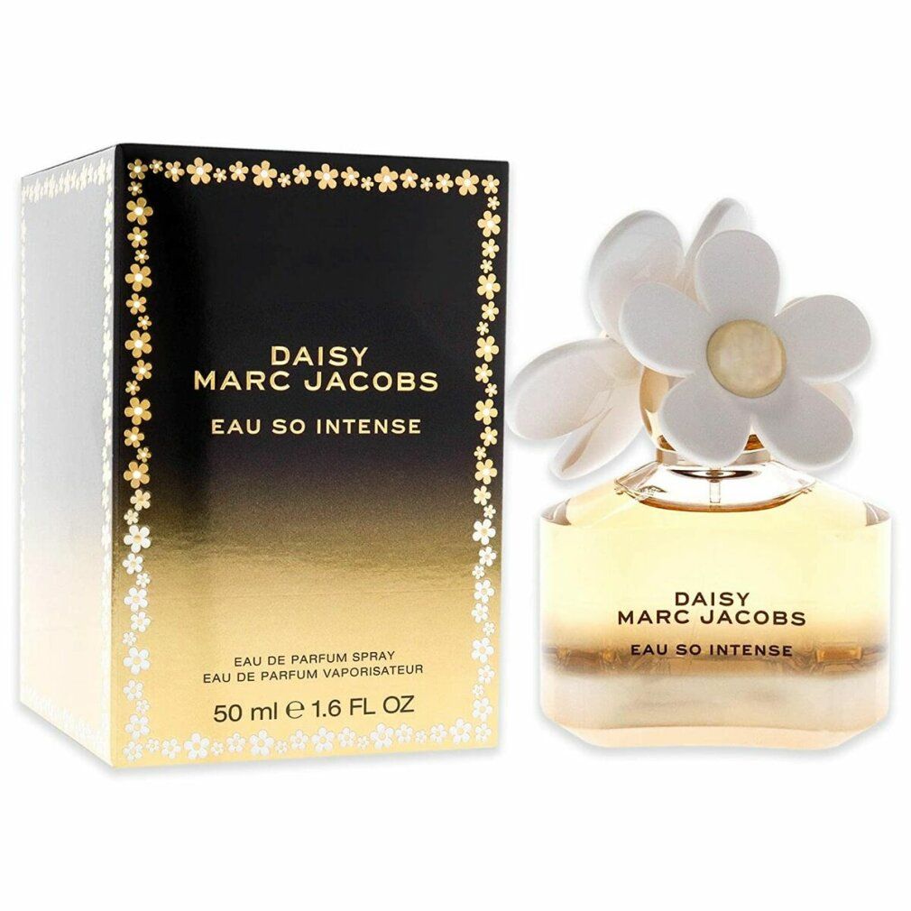 Flacon doré et boîte. Inscription: Daisy Marc Jacobs Eau So Intense. 50 ml.