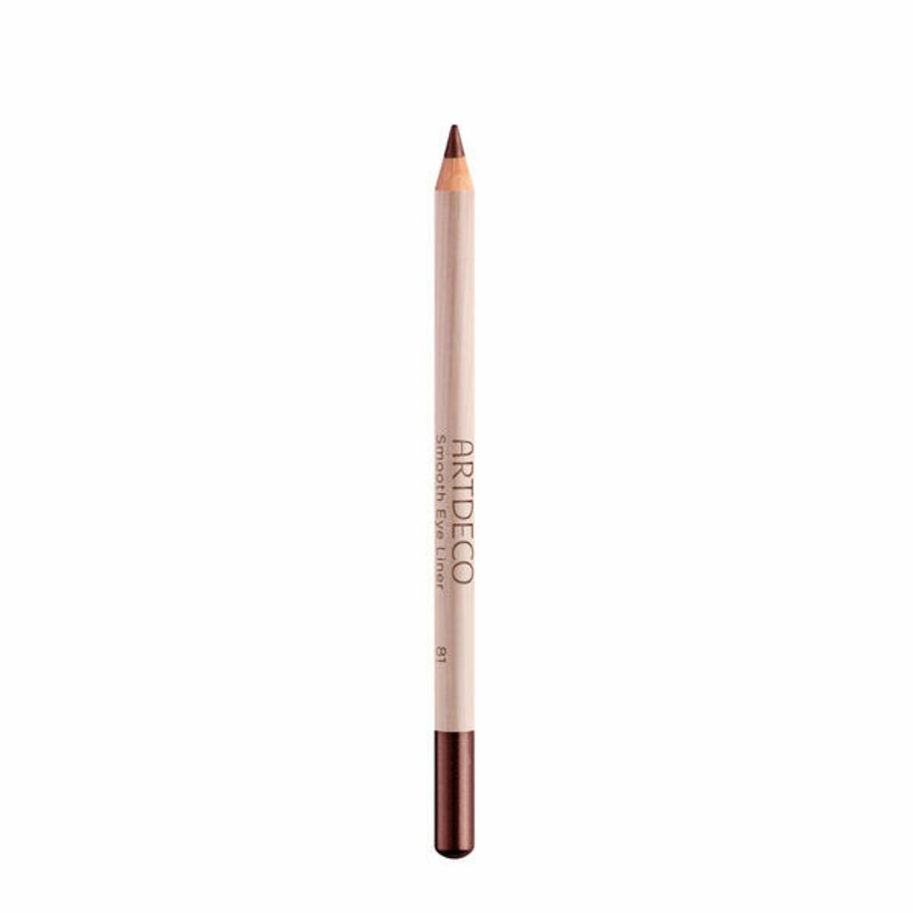 Artdeco Smooth Eye Liner, bruin. Houten potlood met bruin potlood en punt. Productbeschrijving op het potlood.