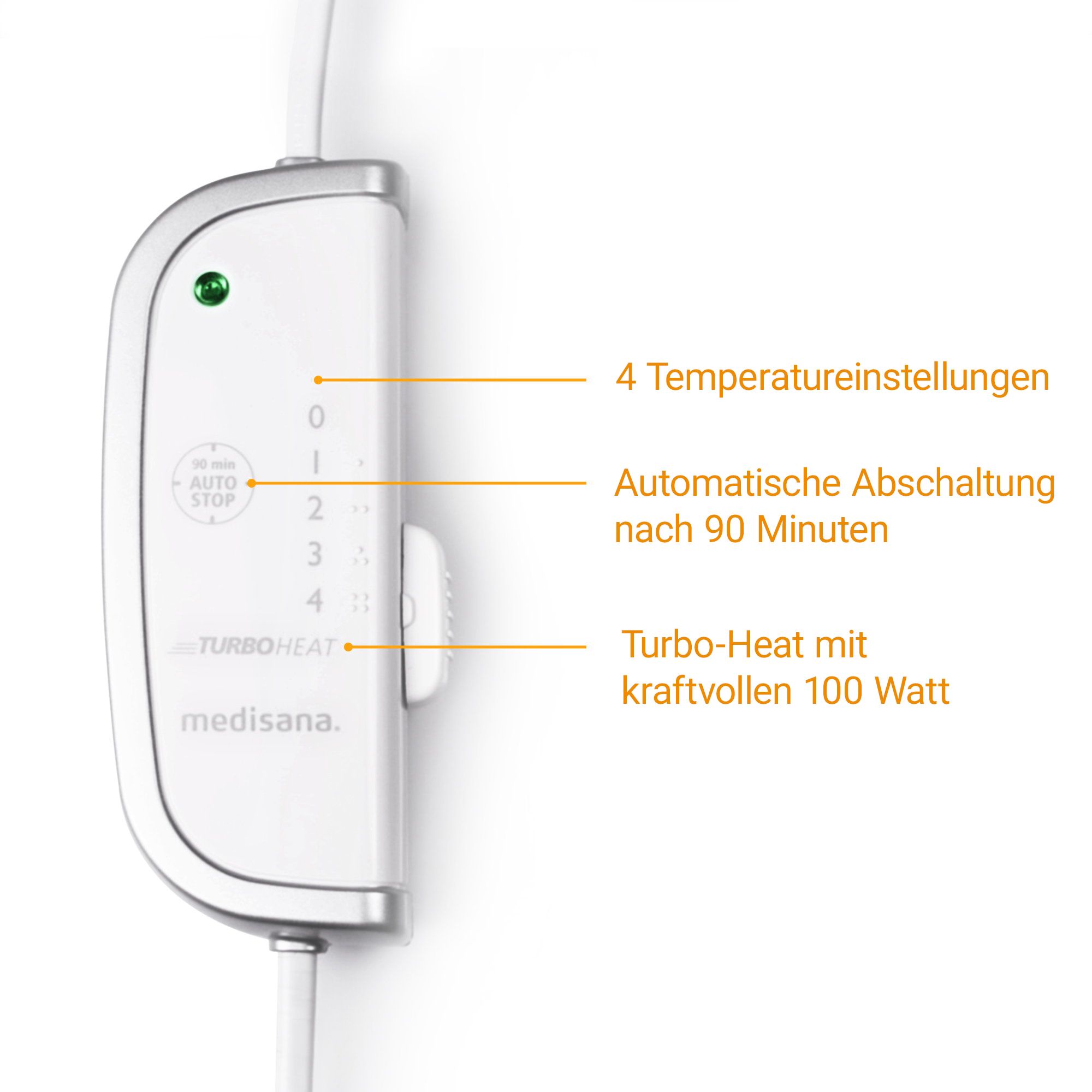 Bedieningseenheid nekverwarmingskussen met 4 temperatuurinstellingen en Turbo Heat.