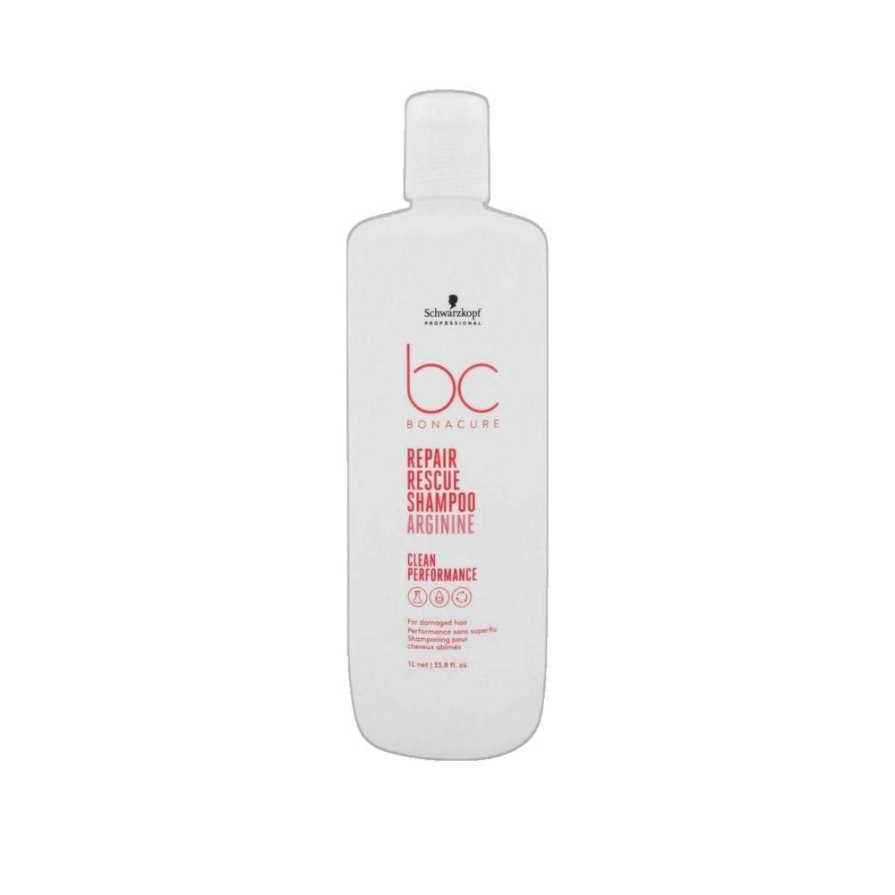 Witte fles met rode tekst. Schwarzkopf BC Bonacure Repair Rescue Shampoo. 250 ml.