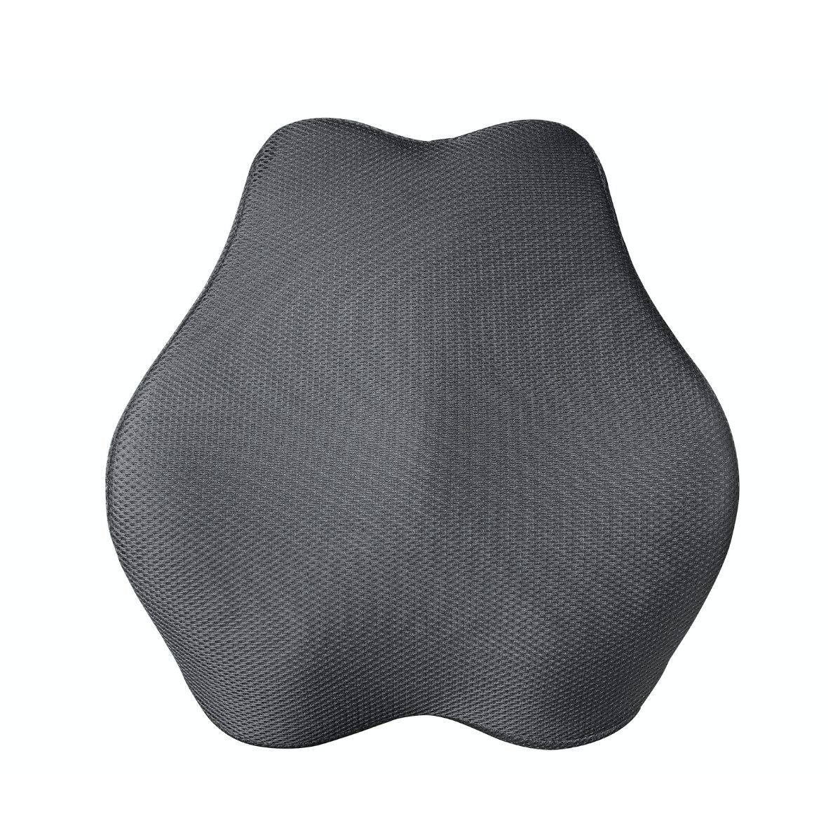 Grijs ergonomisch lendenkussen. Gevormd, met mesh-bekleding.