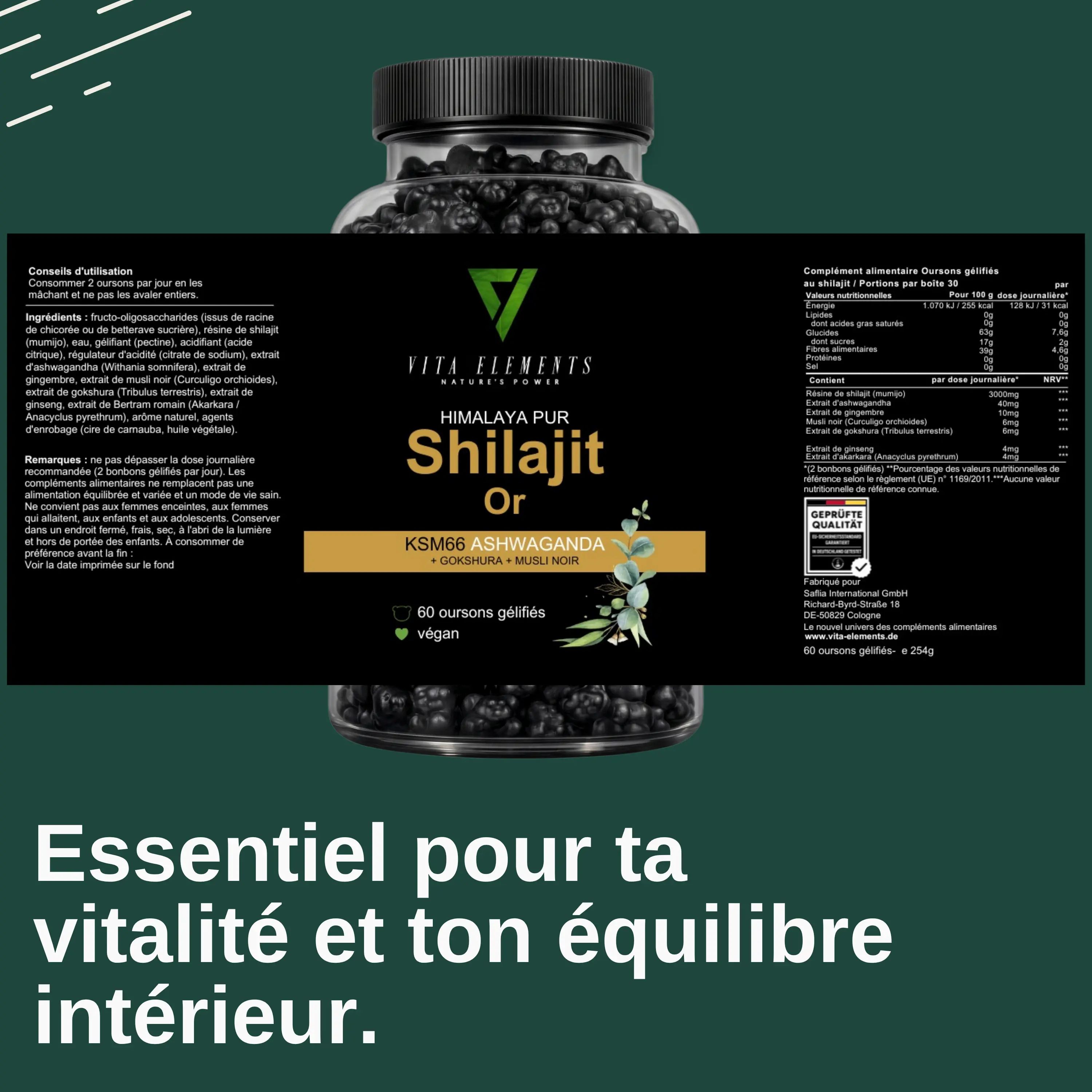 Vita Elements Bonbons gélifiés Himalaya Shilajit Gold