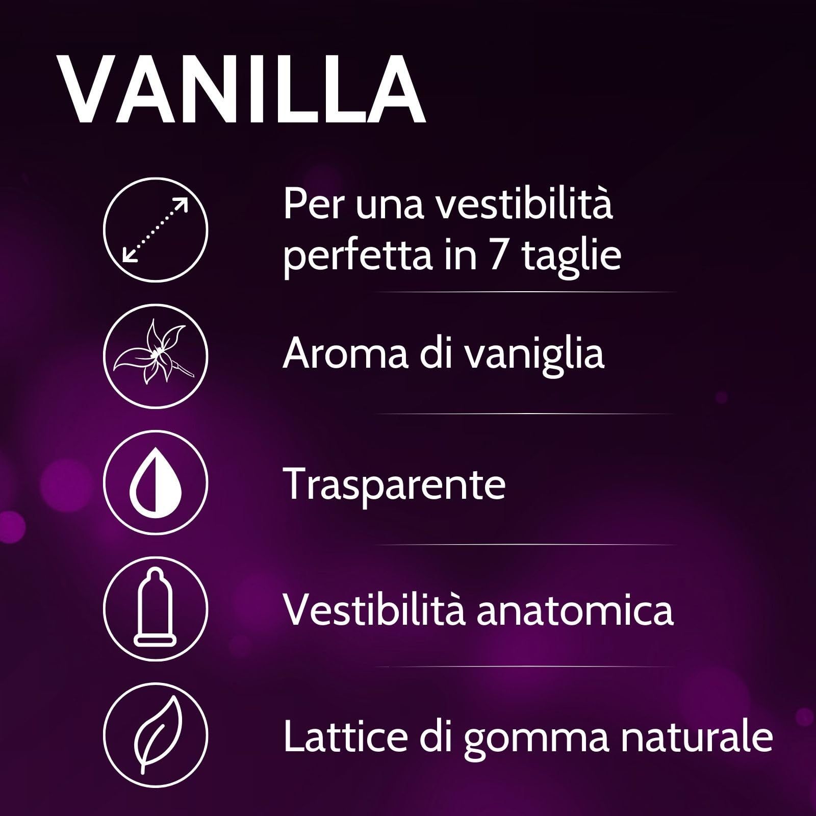Préservatifs Vibratissimo Vanille : Coupe anatomique, transparent, en caoutchouc naturel.