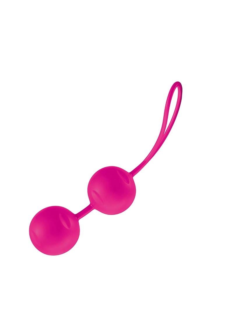 Deux boules roses, reliées par un cordon avec une boucle.
