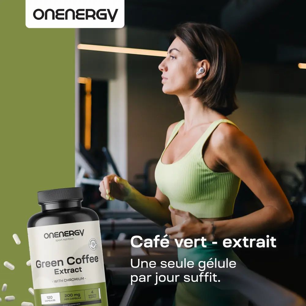 Bouteille de 120 gélules d'extrait de café vert OnEnergy.