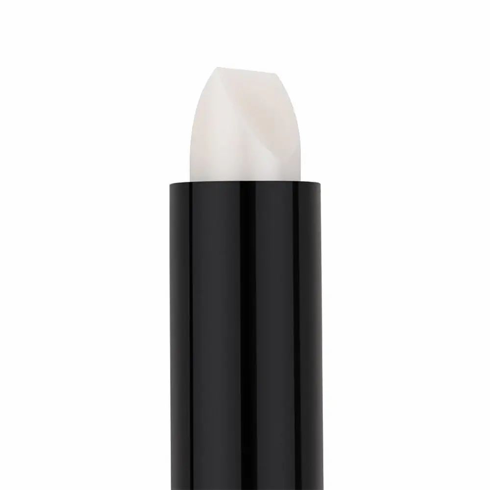 Witte highlighter stick. Zwarte pen. Afgeschuinde punt.