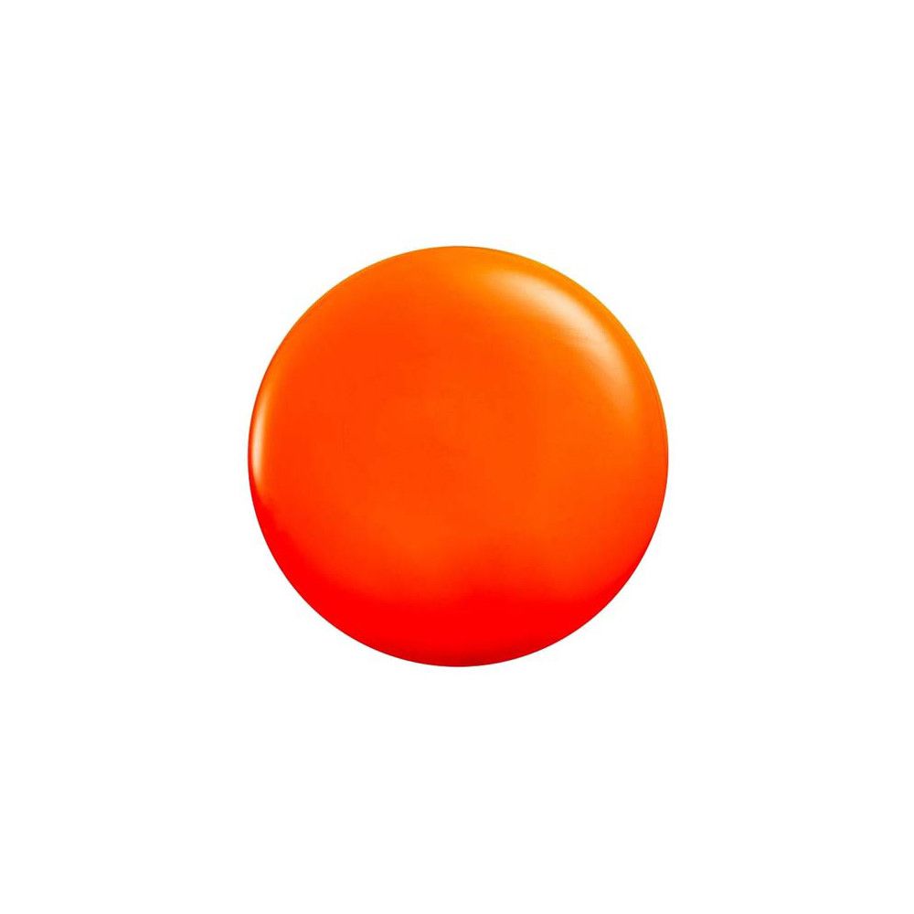 Een enkele, ronde, feloranje nagellak.