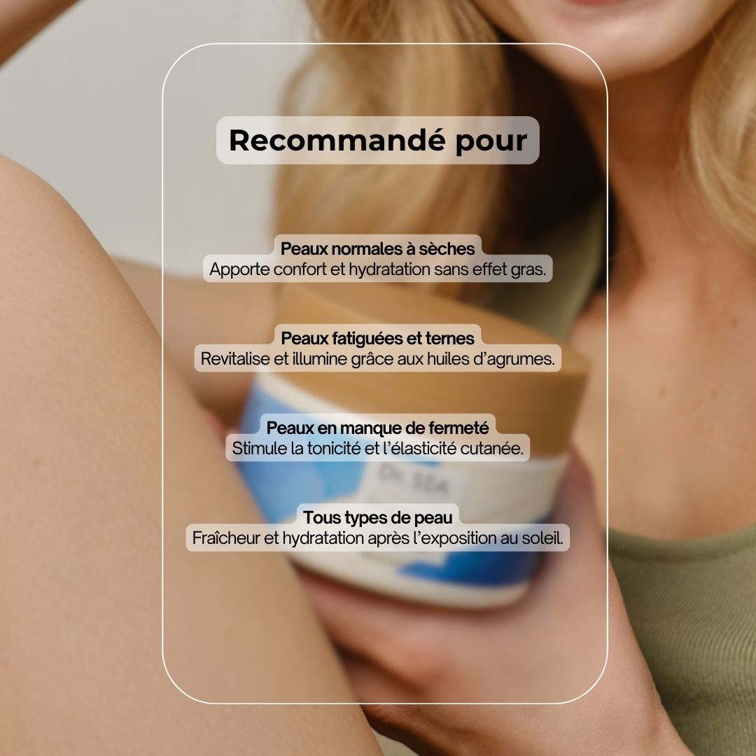 Jambes avant et après application. Avant : peau sèche. Après : peau lisse.