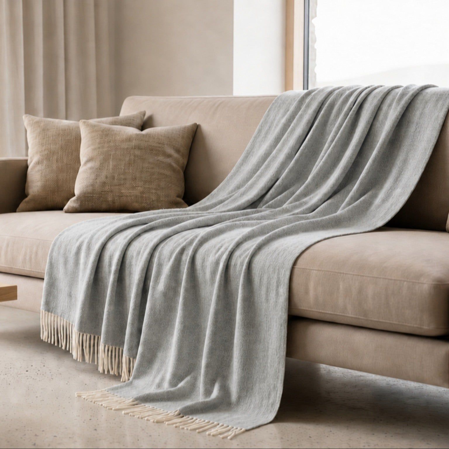 Werpdeken 130x170 cm Cotton Blend Lichtgrijs | Lichtgewicht Deken 250 g/m² voor Bank en Bed