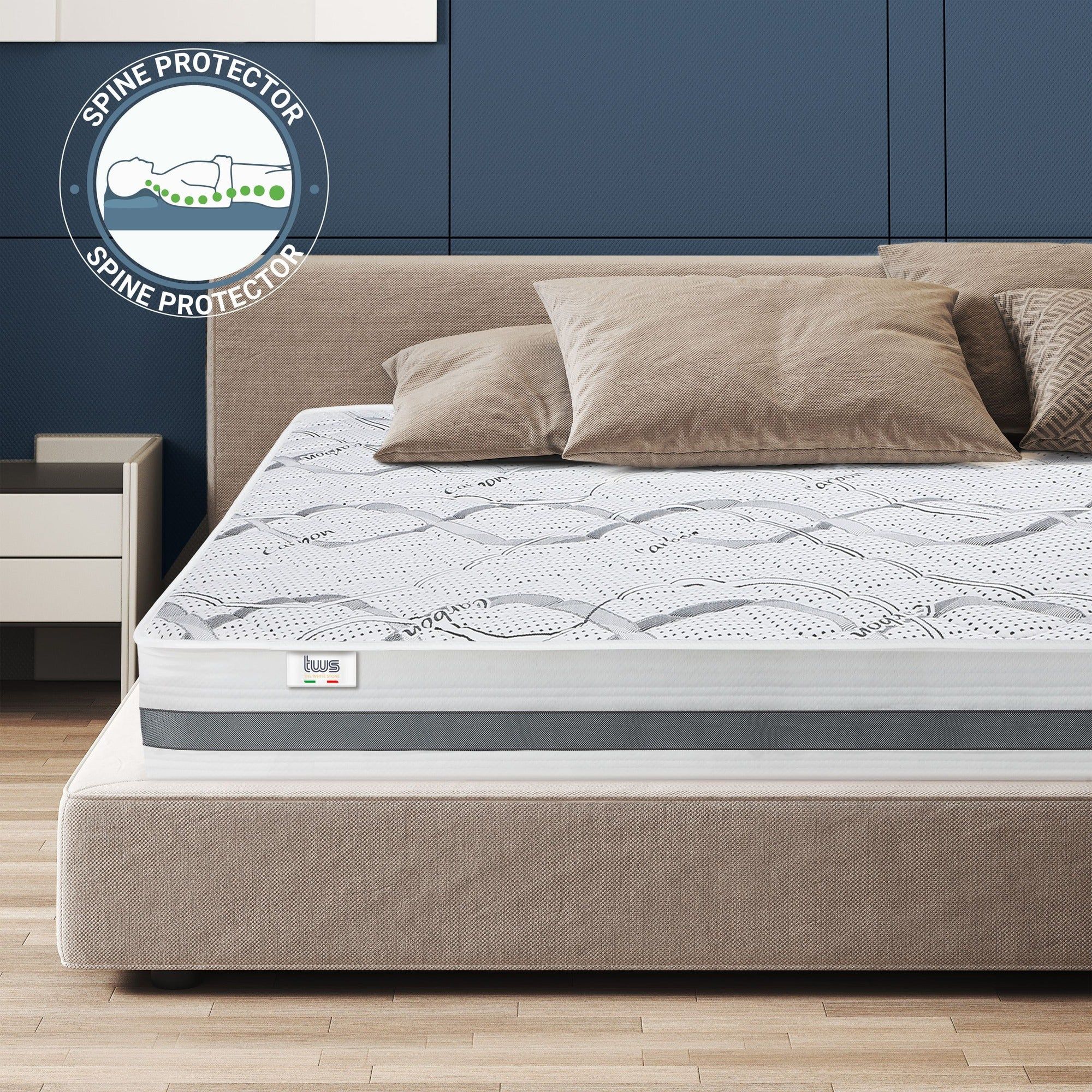 The White Stone Traagschuim Matras 80x190 cm Hoogte 22 cm | Hypoallergeen en Ademend Tijk