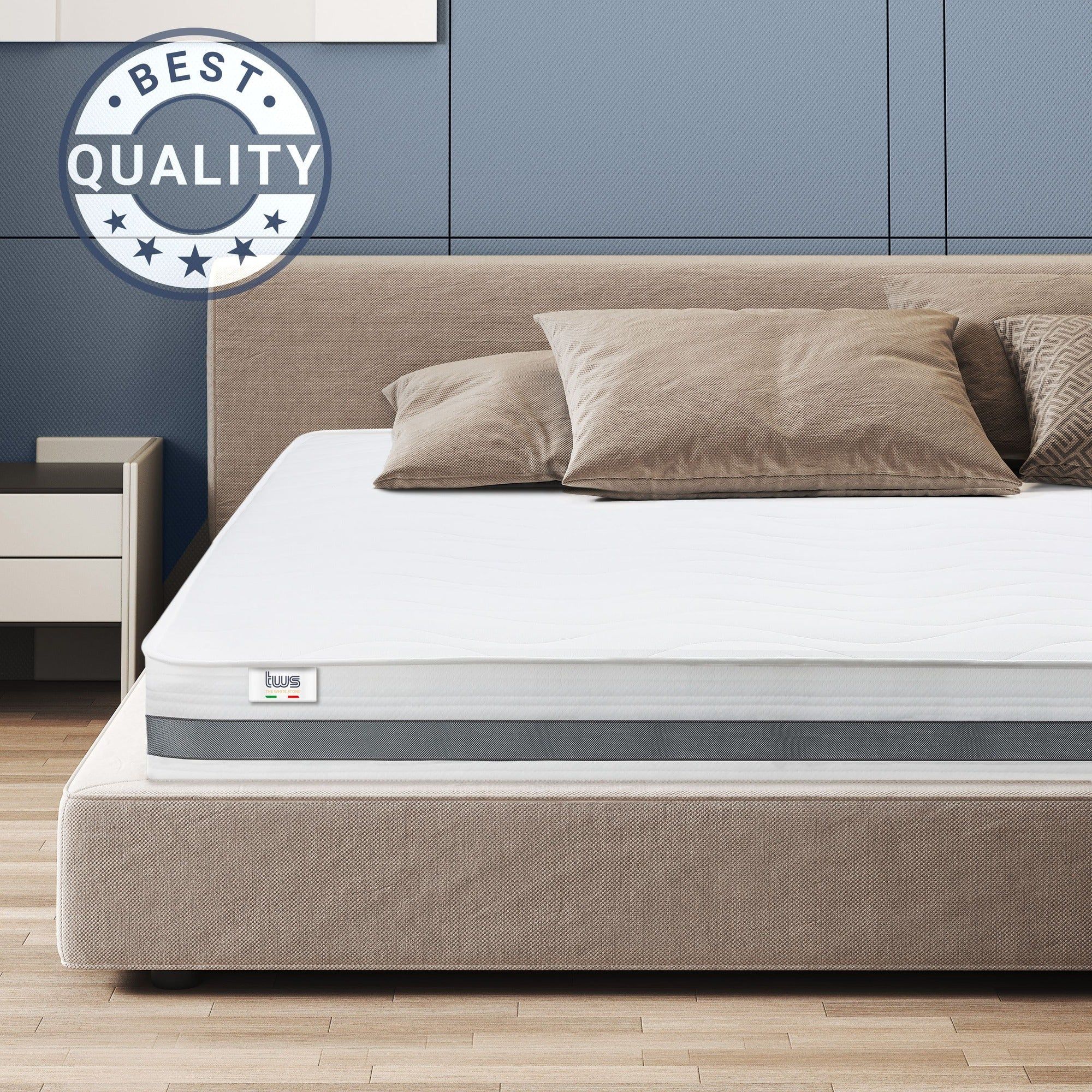 The White Stone Matras 200x200 cm Antibacterieel Schuim | Hoogte 20 cm | 3D Air Hypoallergeen Hoes