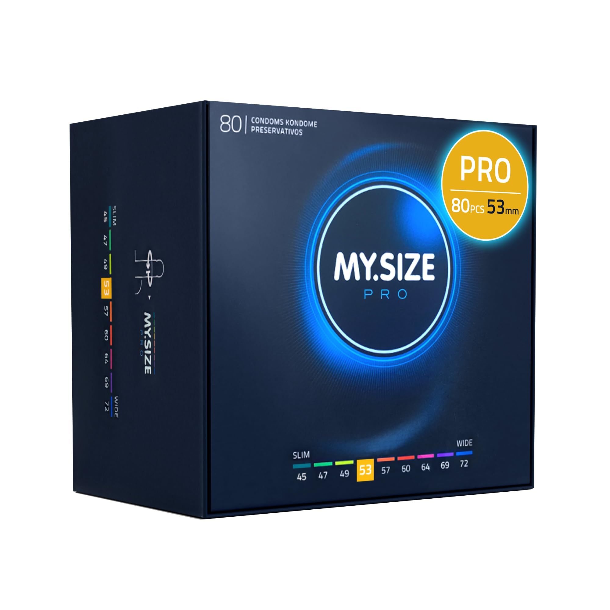 Préservatifs MY.SIZE PRO ELITE, 80 pièces, 53mm. Ajustement parfait sans compromis.