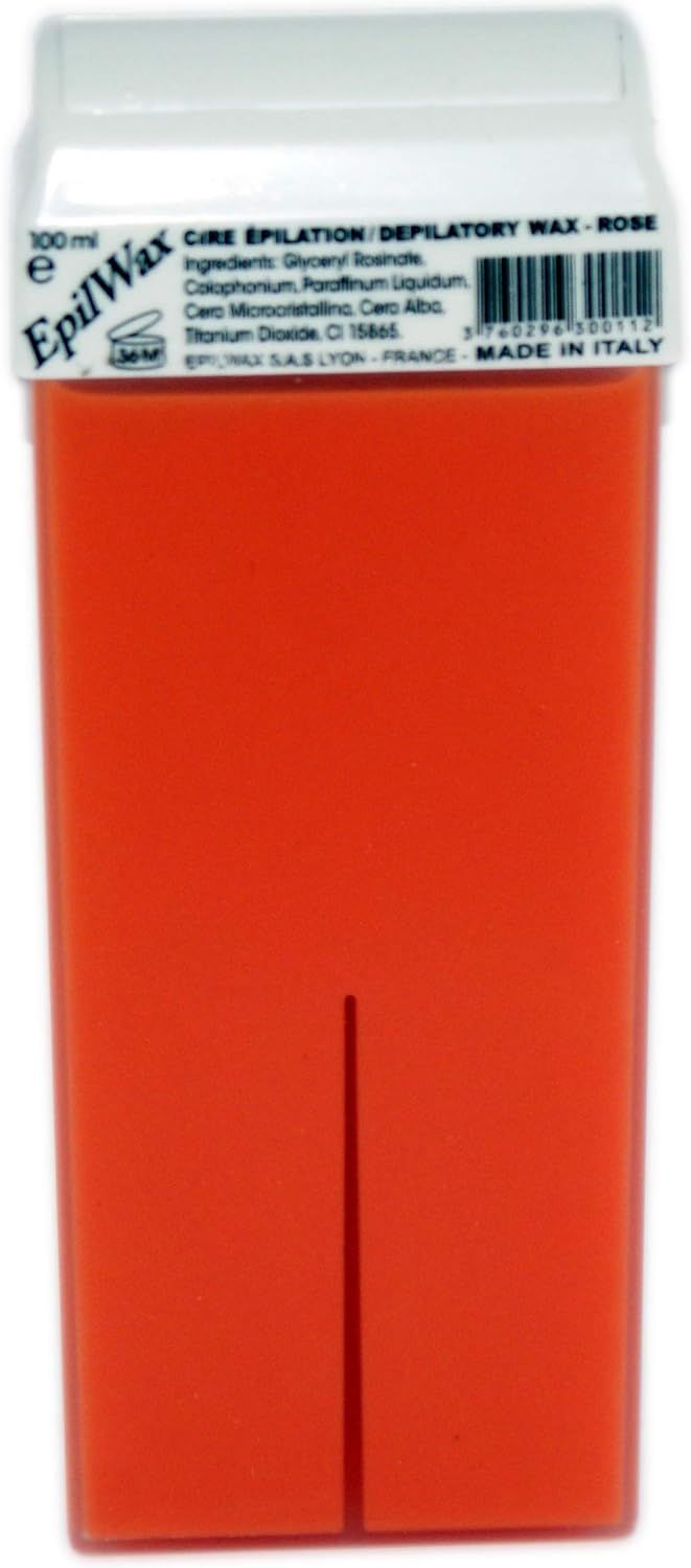 Enkele roze waxpatroon. Witte deksel, roze behuizing. Opschrift EpilWax. Gemaakt in Italië.