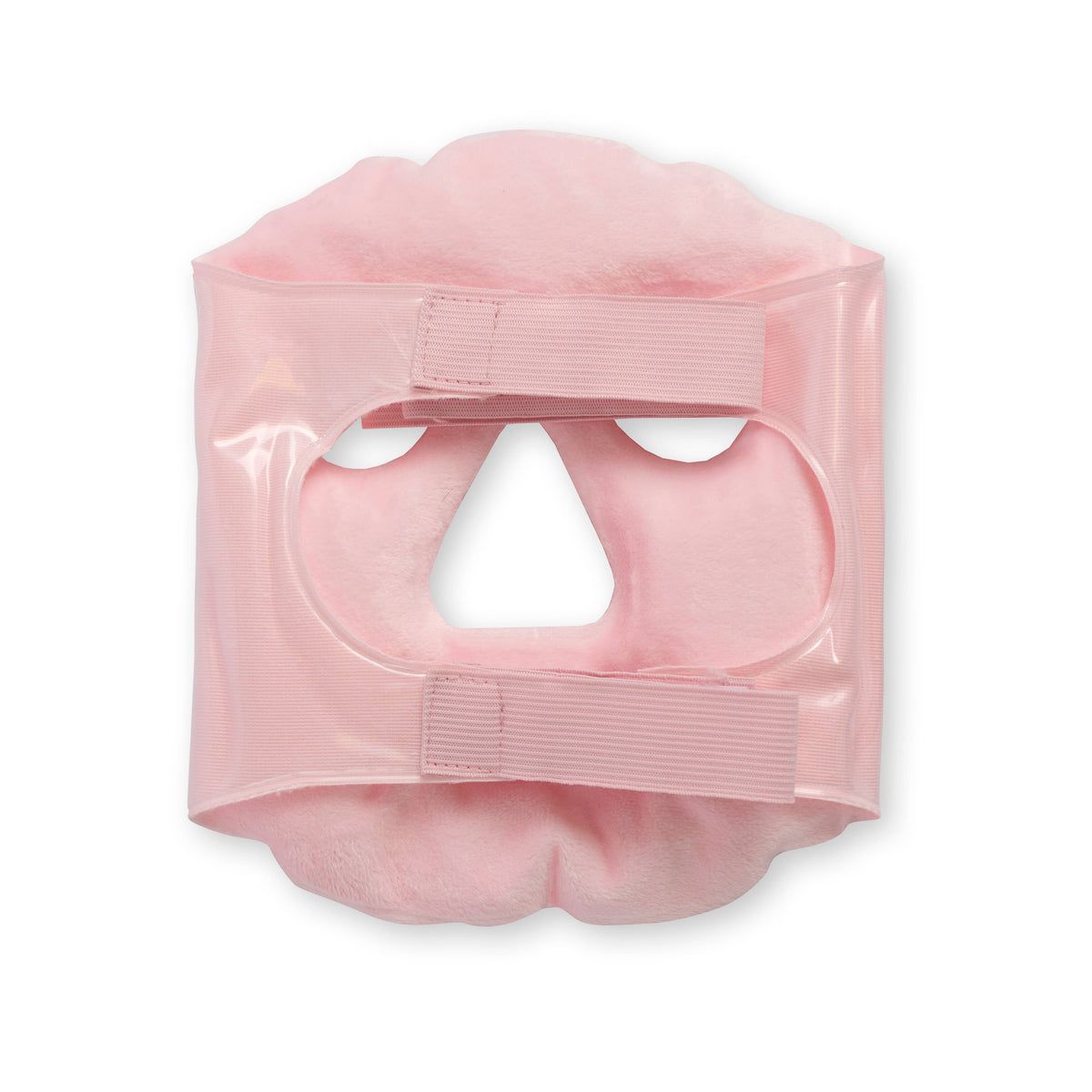Masque facial rose avec fermetures velcro. Réutilisable.